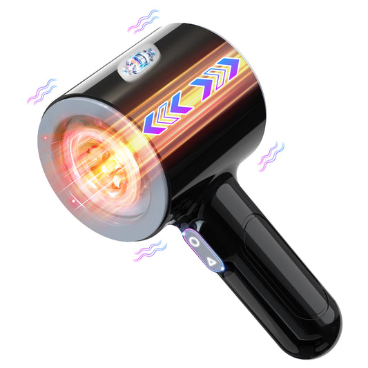Automatic Thrusting Male Blowjob Open-ended Massager - Black - image 1