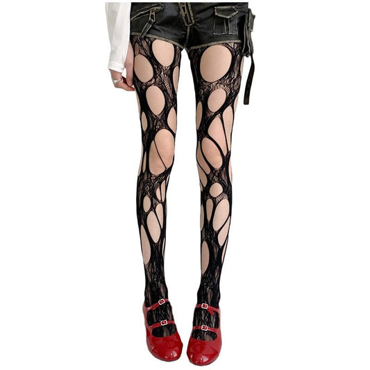 Gothic Ripped Fishnet Tights – Edgy & Bold for Night Outs - image 1