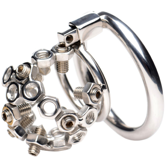 Chained Sissy Metal Welded Circles Chastity Cage - image 1
