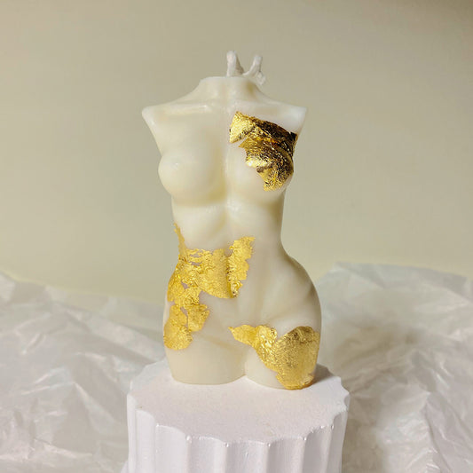 Gold Embellished Man & Woman Candles - A - image 1