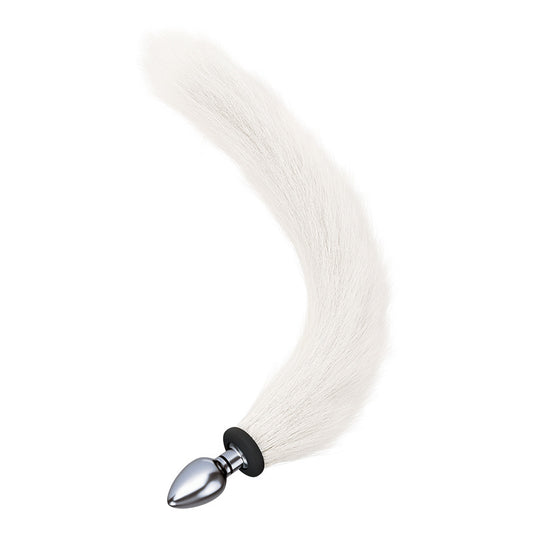 15.7'' Electro-Vibrating Fox Tail Butt Plug - White - M - image 1