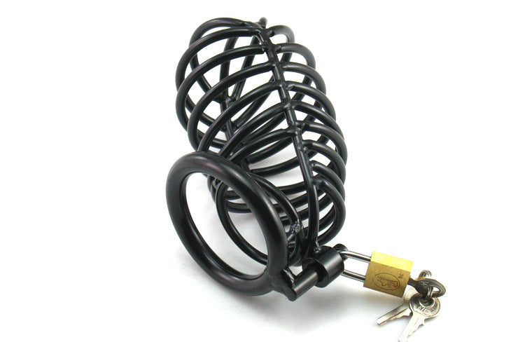 Black Stainless Steel Chastity Cage - image 3