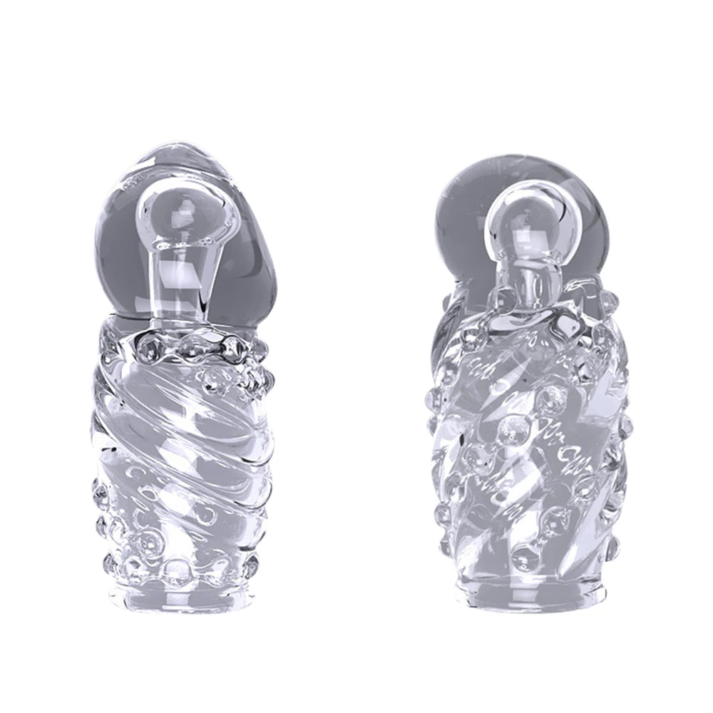 Condoms Dick Sleeve Delay Ejaculation 2PCS Glans Cover Reusable Cock Ring - Clear - image 5