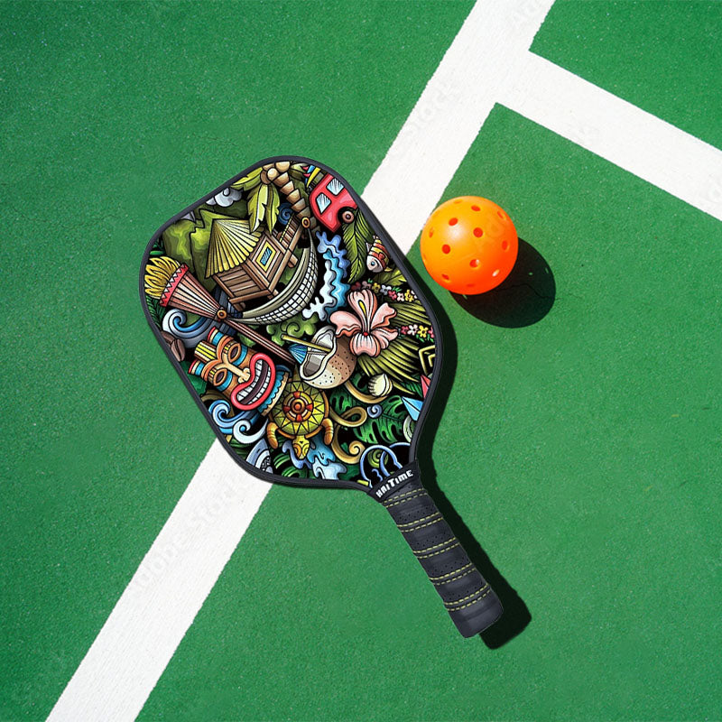 Farm Graffiti Pickleball Paddle Honeycomb Outer Double-sided Fiberglass and Graphite Carbon Fibre