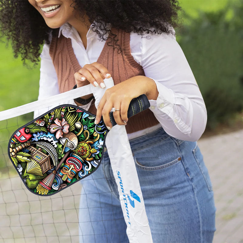 Farm Graffiti Pickleball Paddle Honeycomb Outer Double-sided Fiberglass and Graphite Carbon Fibre
