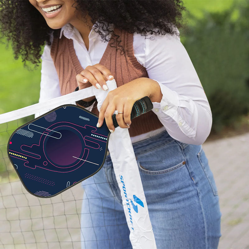 Pickleball Paddle with Balls & Cover - Made of Honeycomb Double-sided Glass and Carbon Fibre