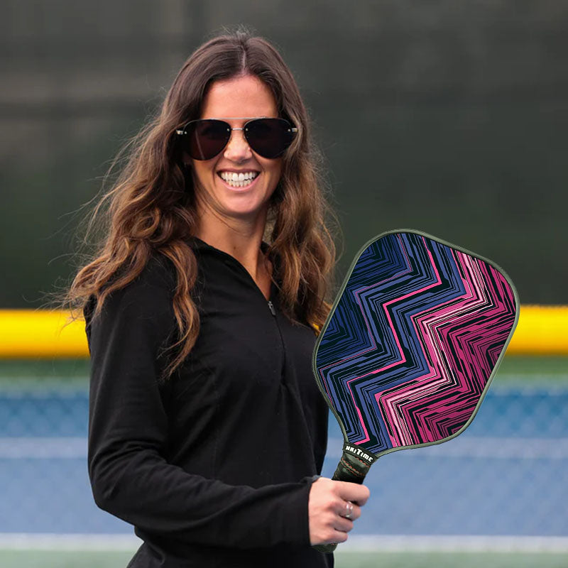 Purple Pickleball Paddle with Balls & Cover - Made of Honeycomb Double-sided Glass and Carbon Fibre