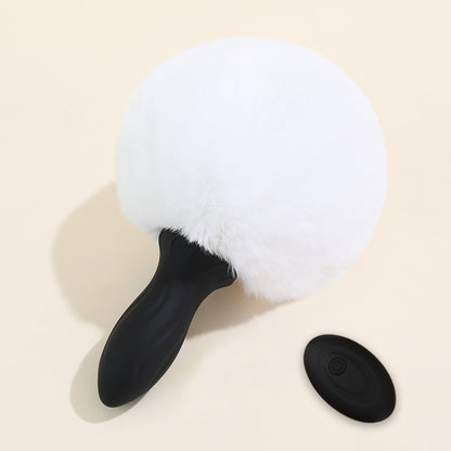 Sexy Bunny Tail Vibrating Silicone Anal Plug - image 0