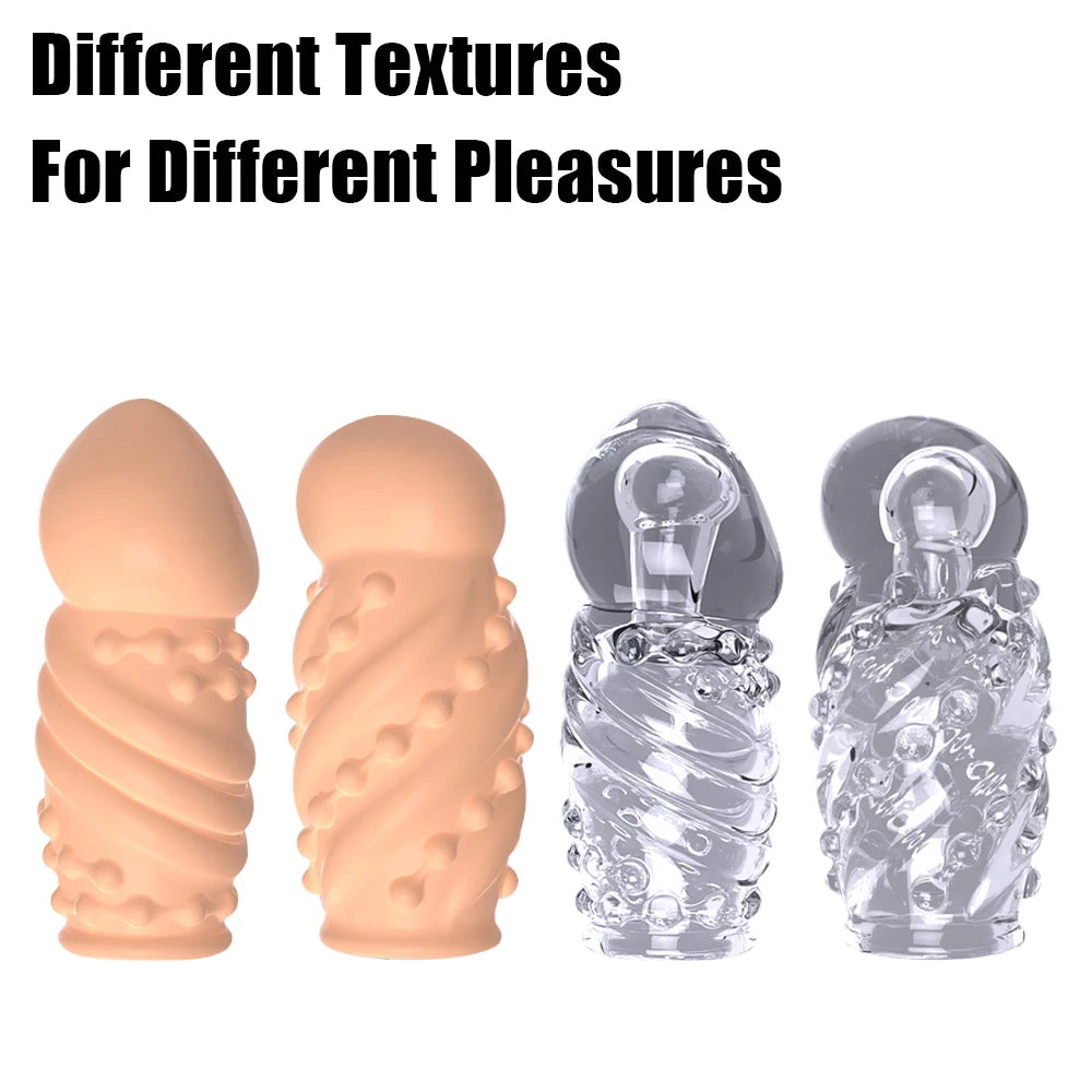 Condoms Dick Sleeve Delay Ejaculation 2PCS Glans Cover Reusable Cock Ring - image 2