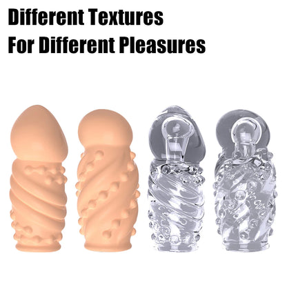 Condoms Dick Sleeve Delay Ejaculation 2PCS Glans Cover Reusable Cock Ring - image 2