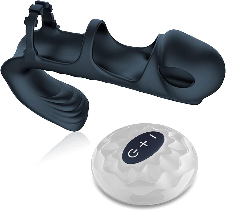 Dual Vibrating Penis Sleeve - Navy Blue - image 0