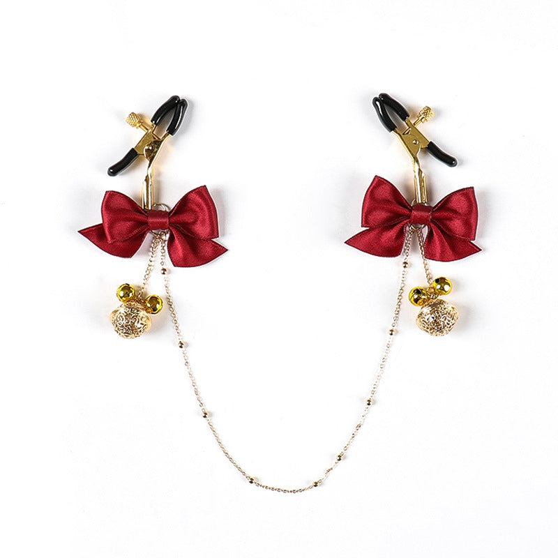 Coquettish Clamps & Plugs Set - Red Bow Adjustable Nipple Clamps - image 1