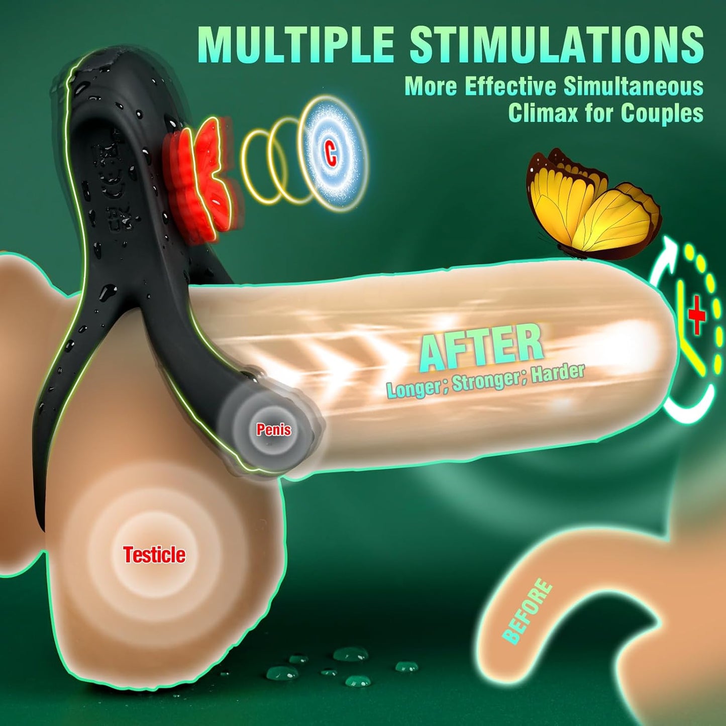 Butterfly 3-in-1 Vibrating Cock Ring Stimulator - image 1