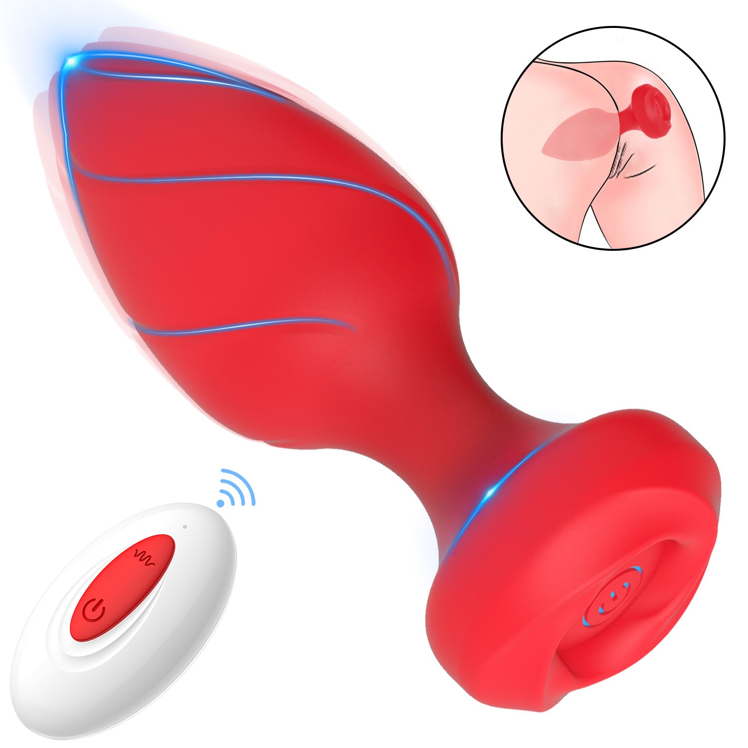 10-Speed Remote Threaded Anal Plug - Red - image 2