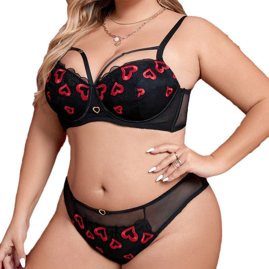 Plus-size See-through Three-point Lingerie - Black - 4XL - image 0