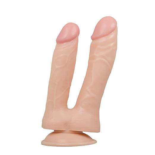 Double Penetrator Dildo Flexible Dildo - Beige - image 0