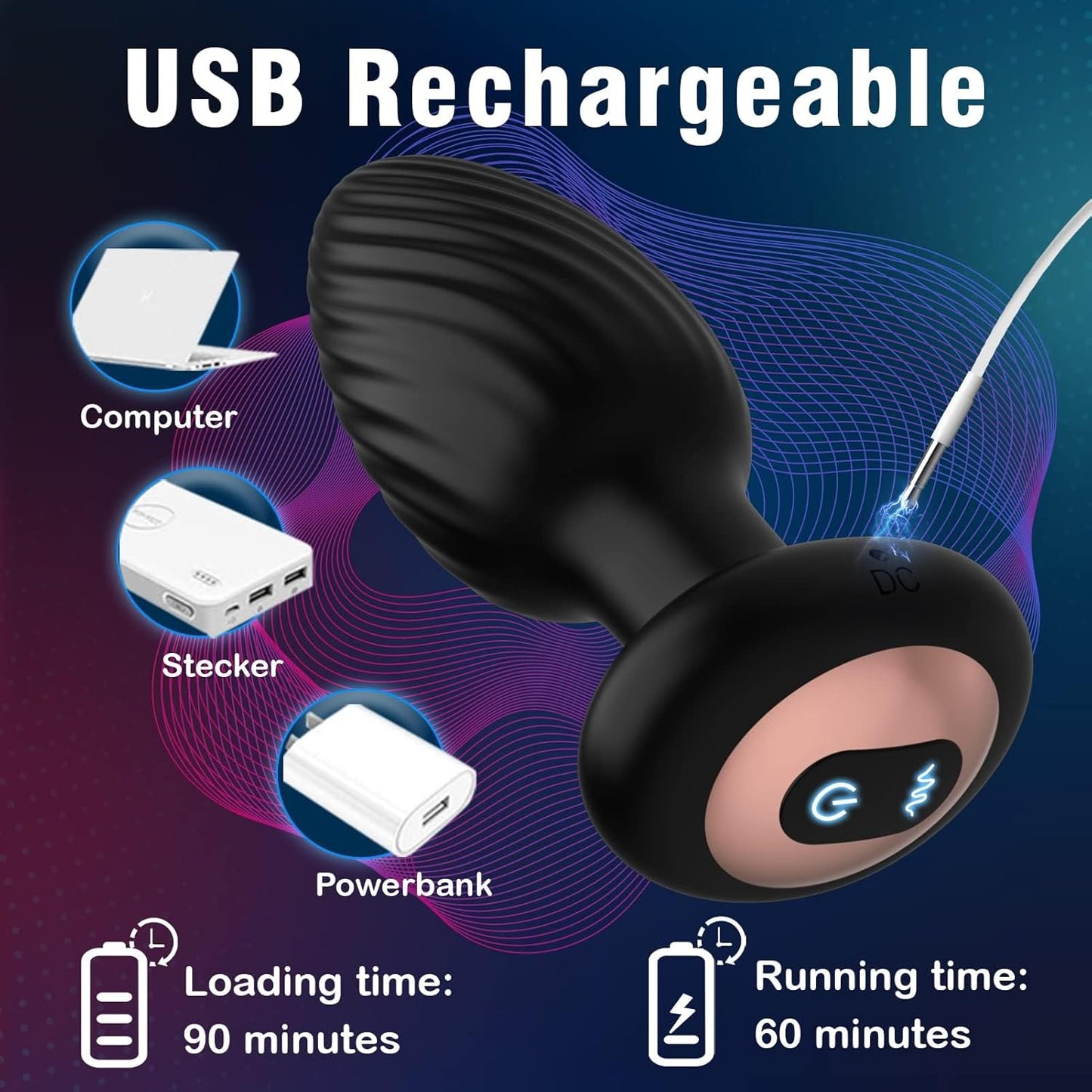 360° Rotation Prostate Vibrating Butt Plug - image 4