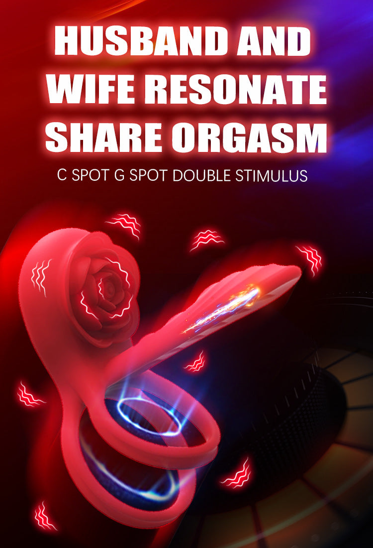 Vibrating Cock Ring Penis Sleeve with Rose Clitoral Stimulator - image 2