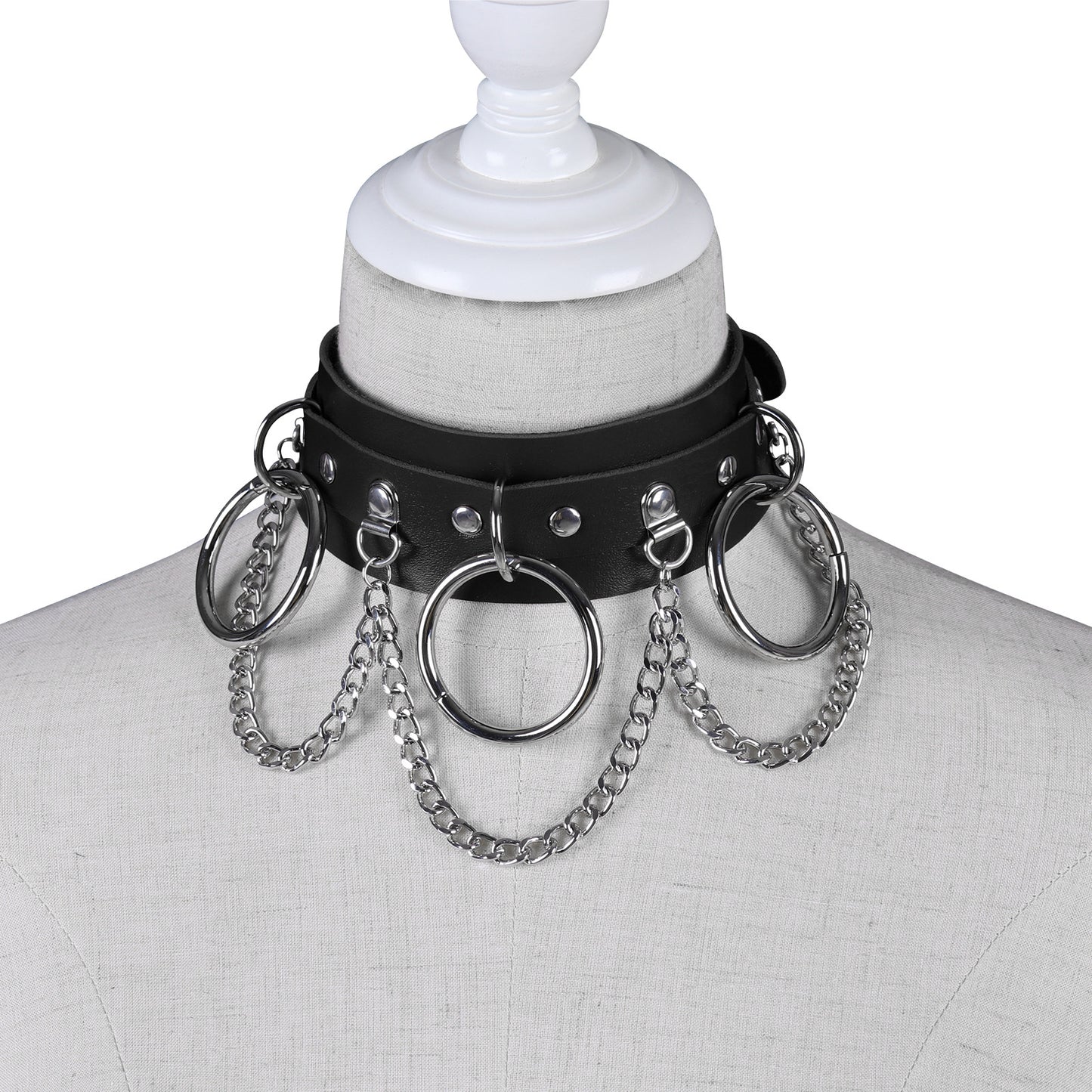 Unisex Punk PU Leather Choker Rock  - Black - image 3