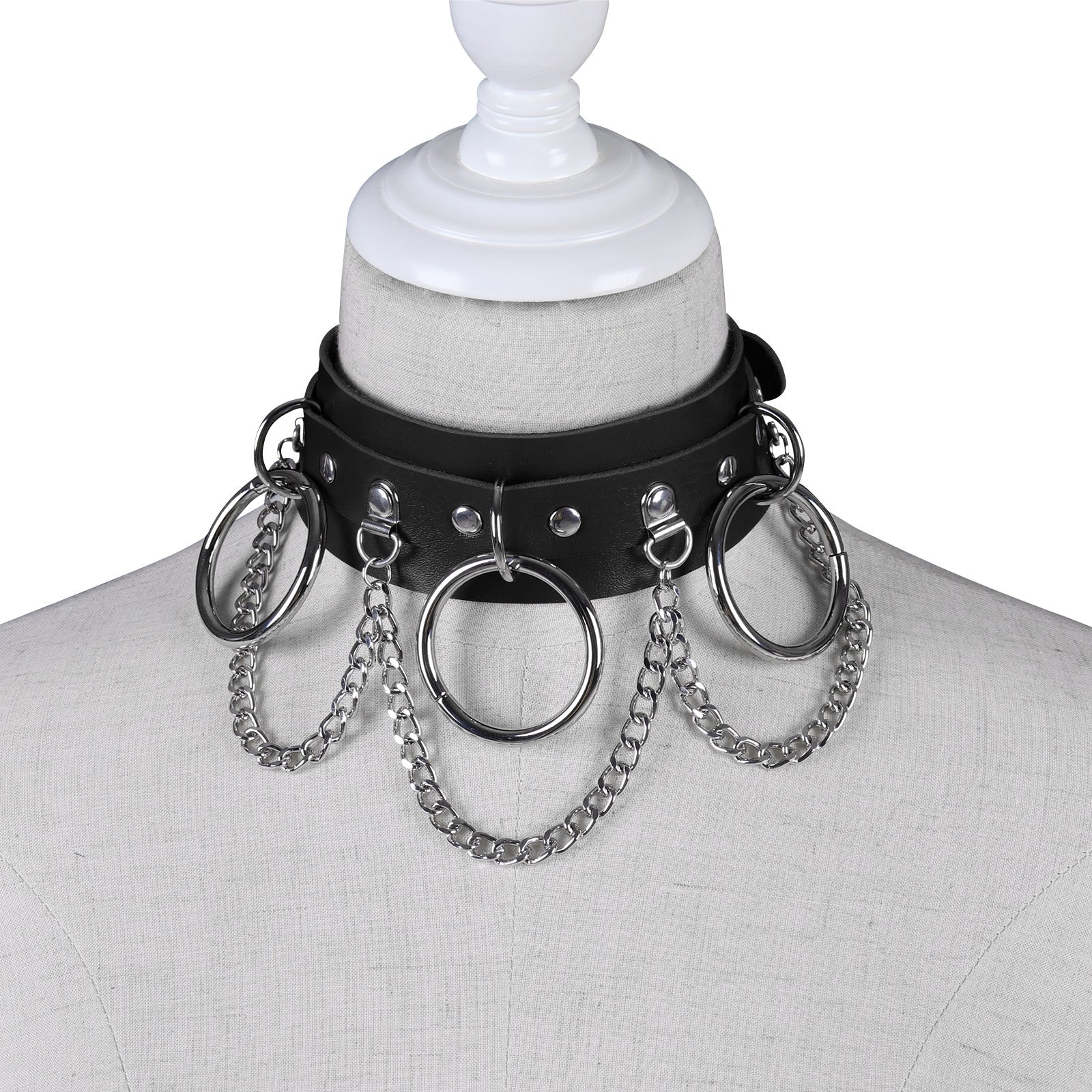 Unisex Punk PU Leather Choker Rock  - Black - image 3