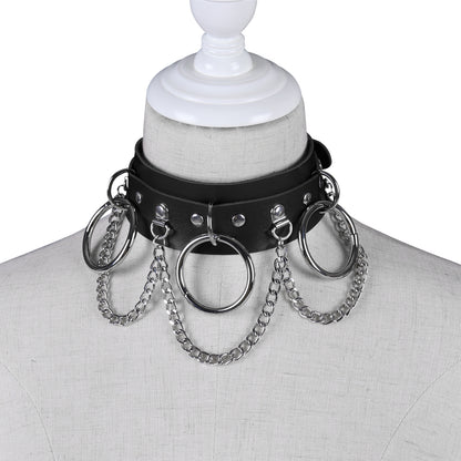 Unisex Punk PU Leather Choker Rock  - Black - image 3