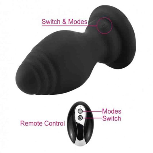 Thick Fox Tail Silicone Vibrator Butt Plug with Remote - image 0