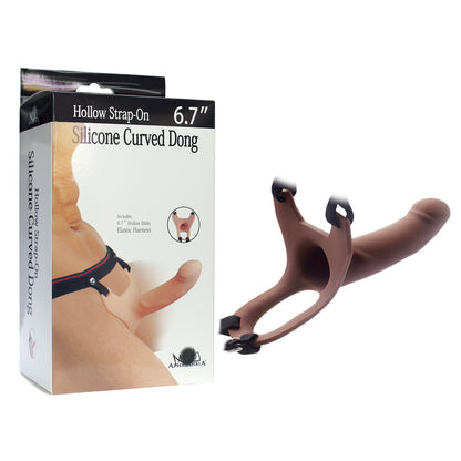 Silicone Hallow Strap-on Dildo - Brown - L - image 3