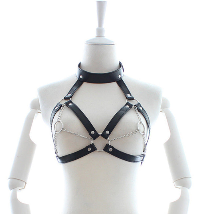 SM Leather Bondage Bra with Breast Clips - without breast clips - image 1