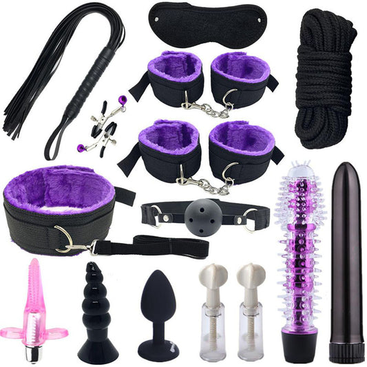 Bdsm Bed Straps Restraints Sex  15 Pcs Set - Purple - image 0