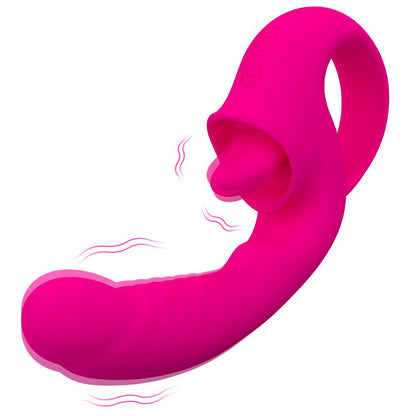 Waterproof Dildo Vibrator with Licking Tongue – 10 Vibration Modes for Her - Rose - image 6