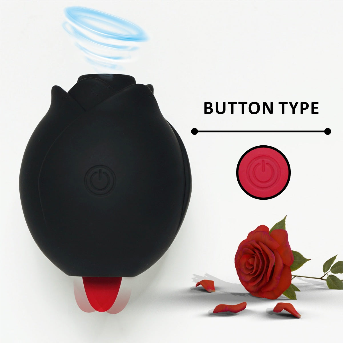 14 Modes Rose Vibrator - Button Control - Black - image 7