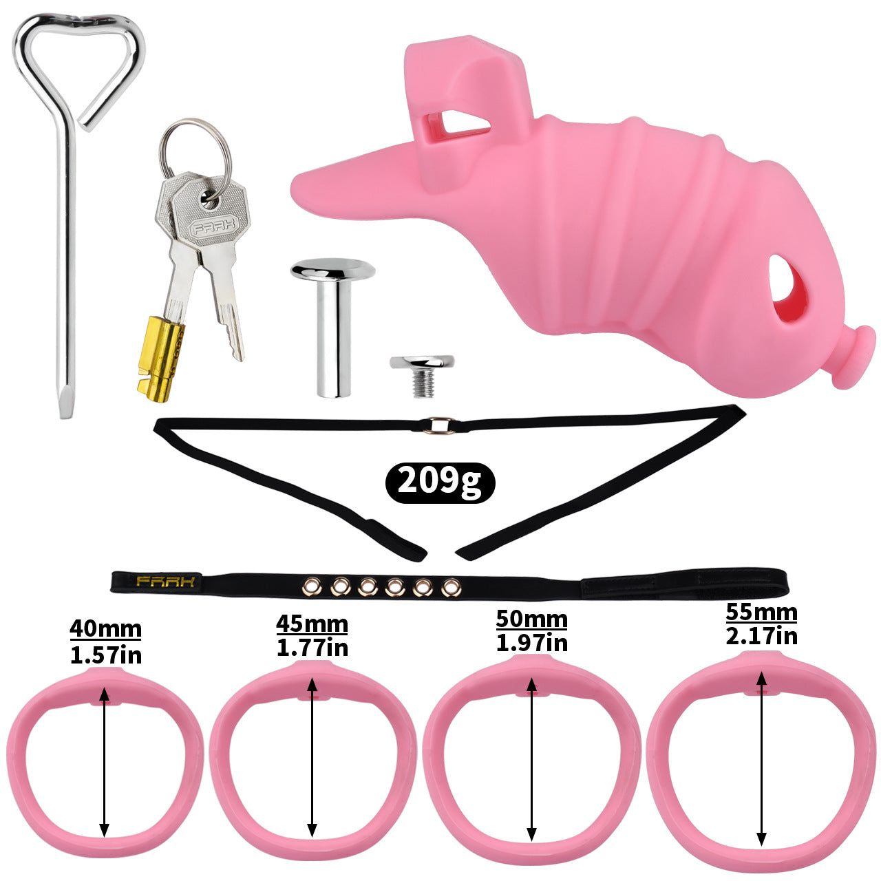 Soft Silicone Chastity Cage - L - Pink With Belt - image 8