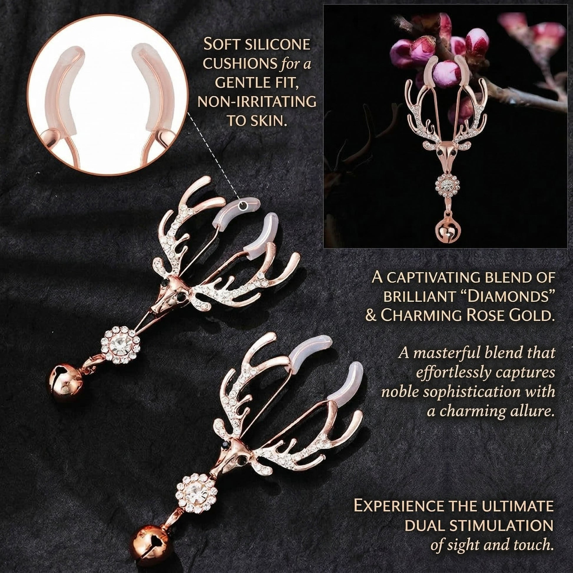 Rose Gold Nipple Clamps with Decorative Charms - image 8