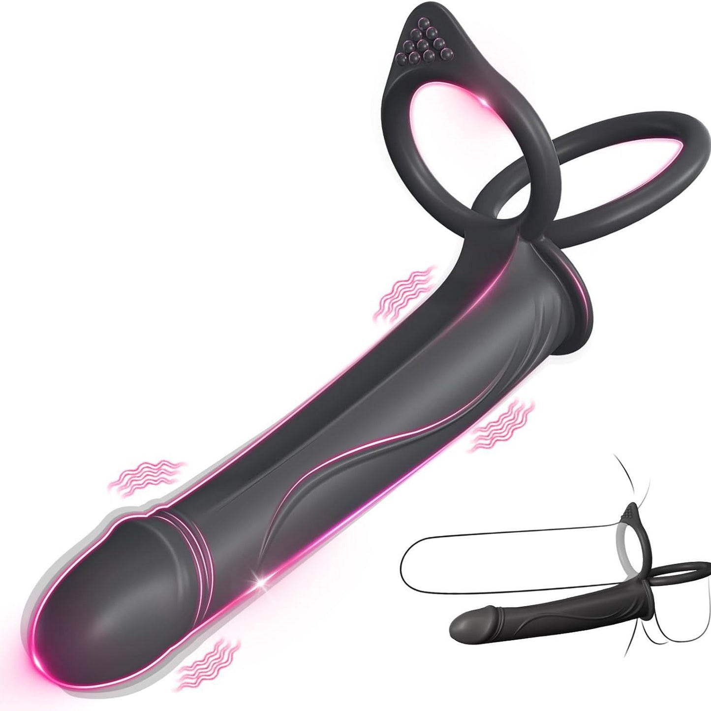 Vibrating Cock Ring Anal Toy Penis Sleeve - Black - image 0