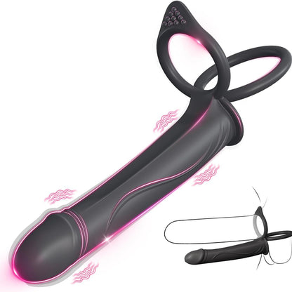  Vibrating Cock Ring Anal Toy Penis Sleeve - Black - image 0