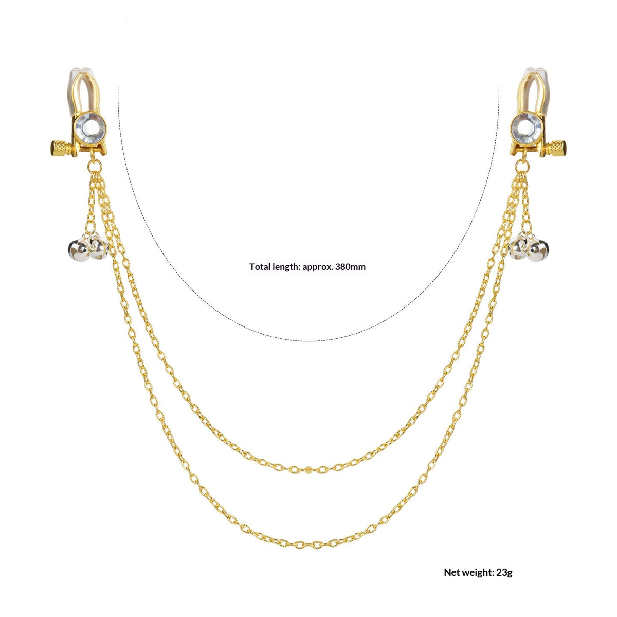 Crystal Chain-linked Nipple Ring  - White - image 2