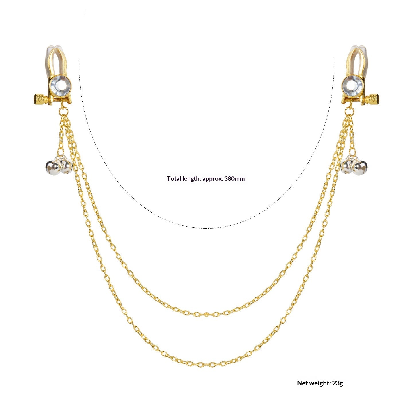 Crystal Chain-linked Nipple Ring  - White - image 2