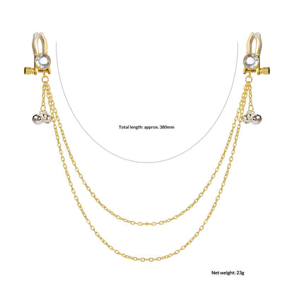 Crystal Chain-linked Nipple Ring  - White - image 2