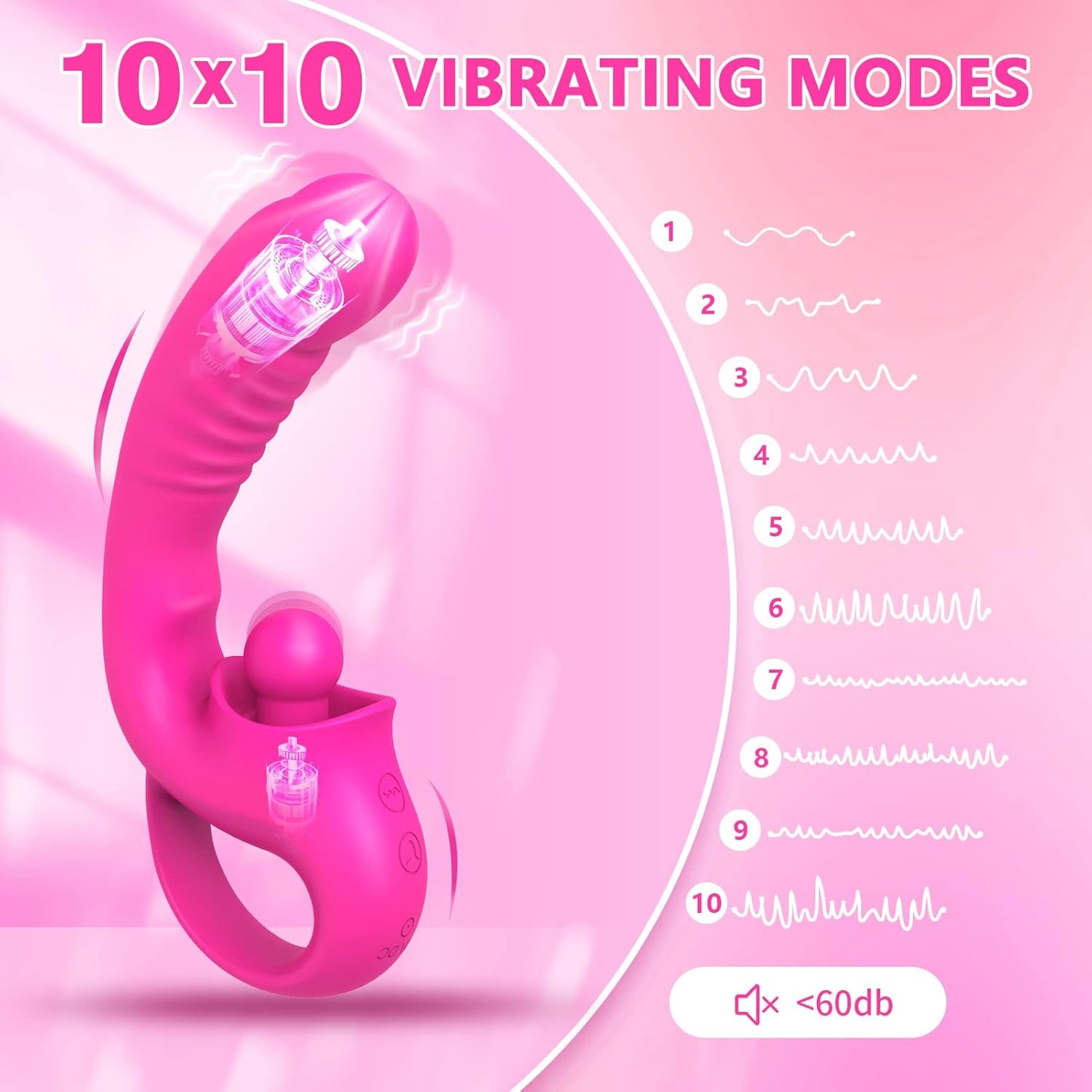 Clitoral G Spot Vibrator 2 in 1 Dildo Vibrator 10 Vibration Modes - image 2