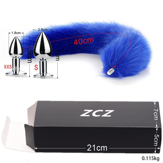 Beginner's Blue Tail Anal Plug  - S & XXS & fox tail - image 1
