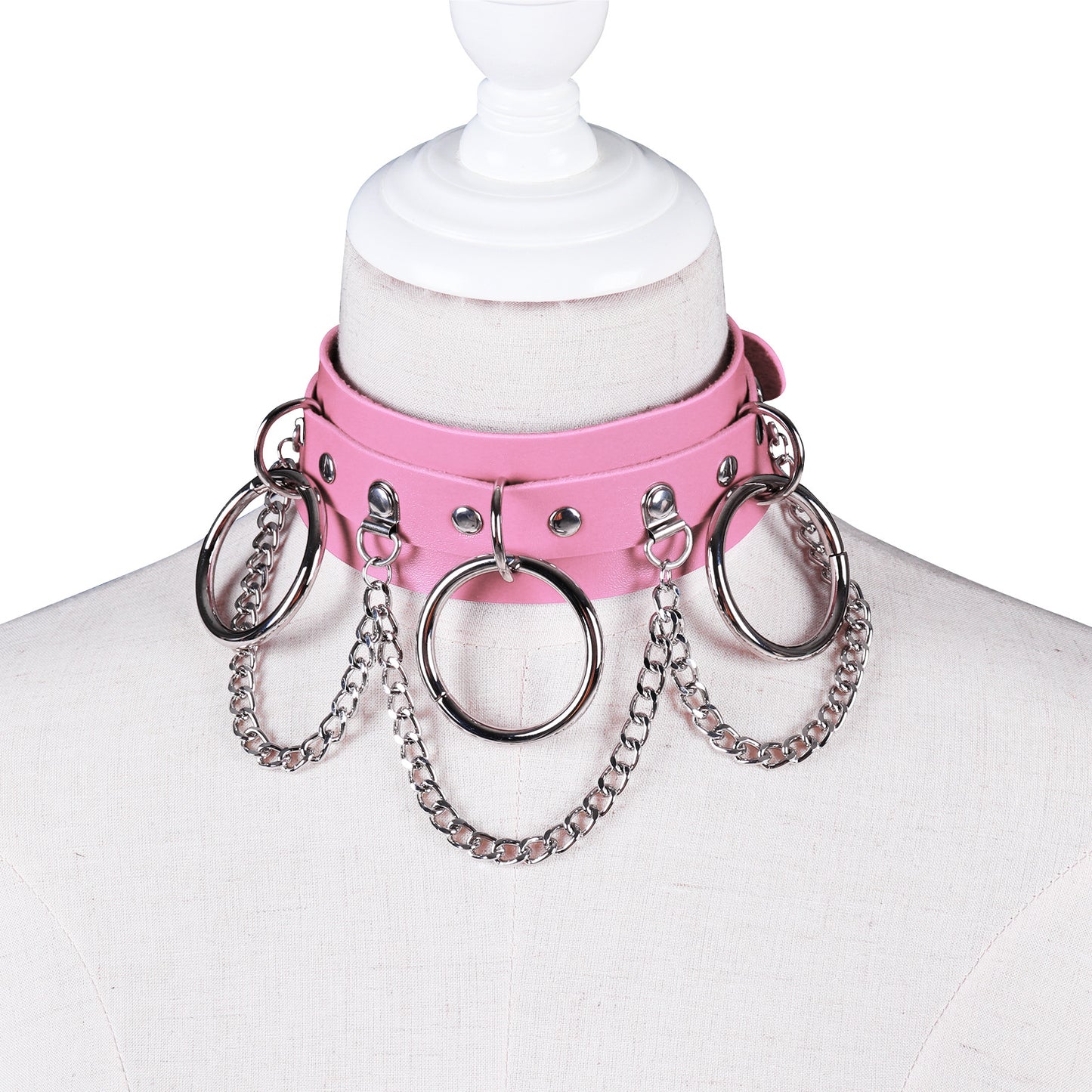 Unisex Punk PU Leather Choker Rock  - Pink - image 5