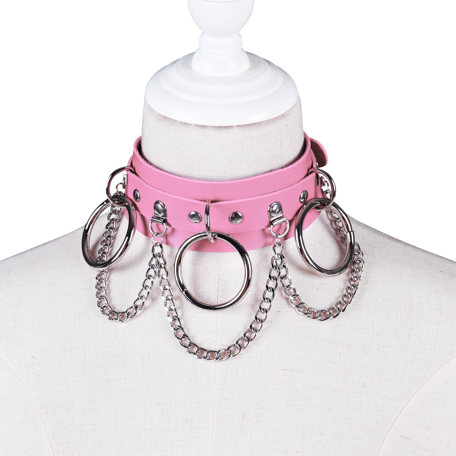 Unisex Punk PU Leather Choker Rock  - Pink - image 5