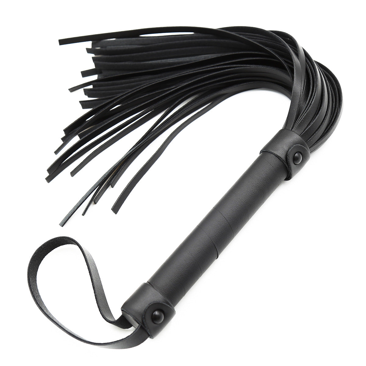 Leather Handle SM Flogger Riding Whip - Black - image 3