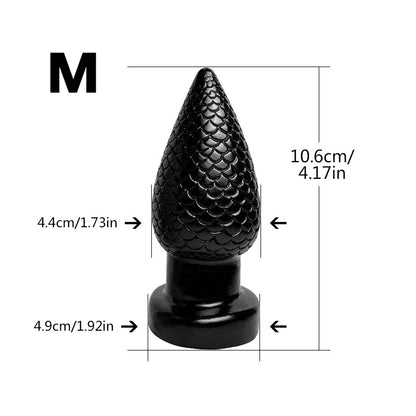 Textured Silicone Butt Plug  - Black M - image 10