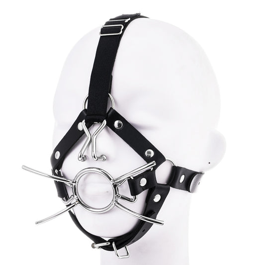 Metal Spider Ring Gag With Head Slave Harness Nose Hook Flirting Mouth Gags - Black - image 1