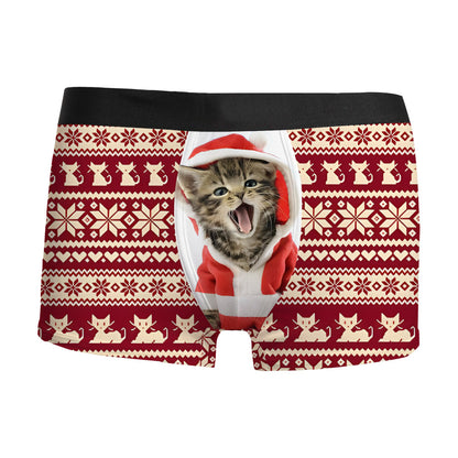 Christmas Cat Boxer Shorts Underwear - Red - XXL - image 0