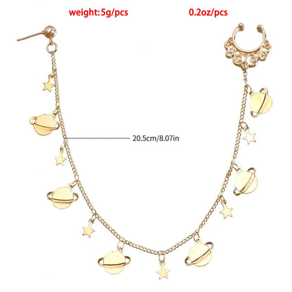 Boho Nose Chain Jewelry – Fake Septum Ring with Ear Hoop & Crystal Nose Ring - image 13