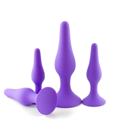 Flexible Silicone Butt Plug Set (4 Pcs) - Purple - image 0