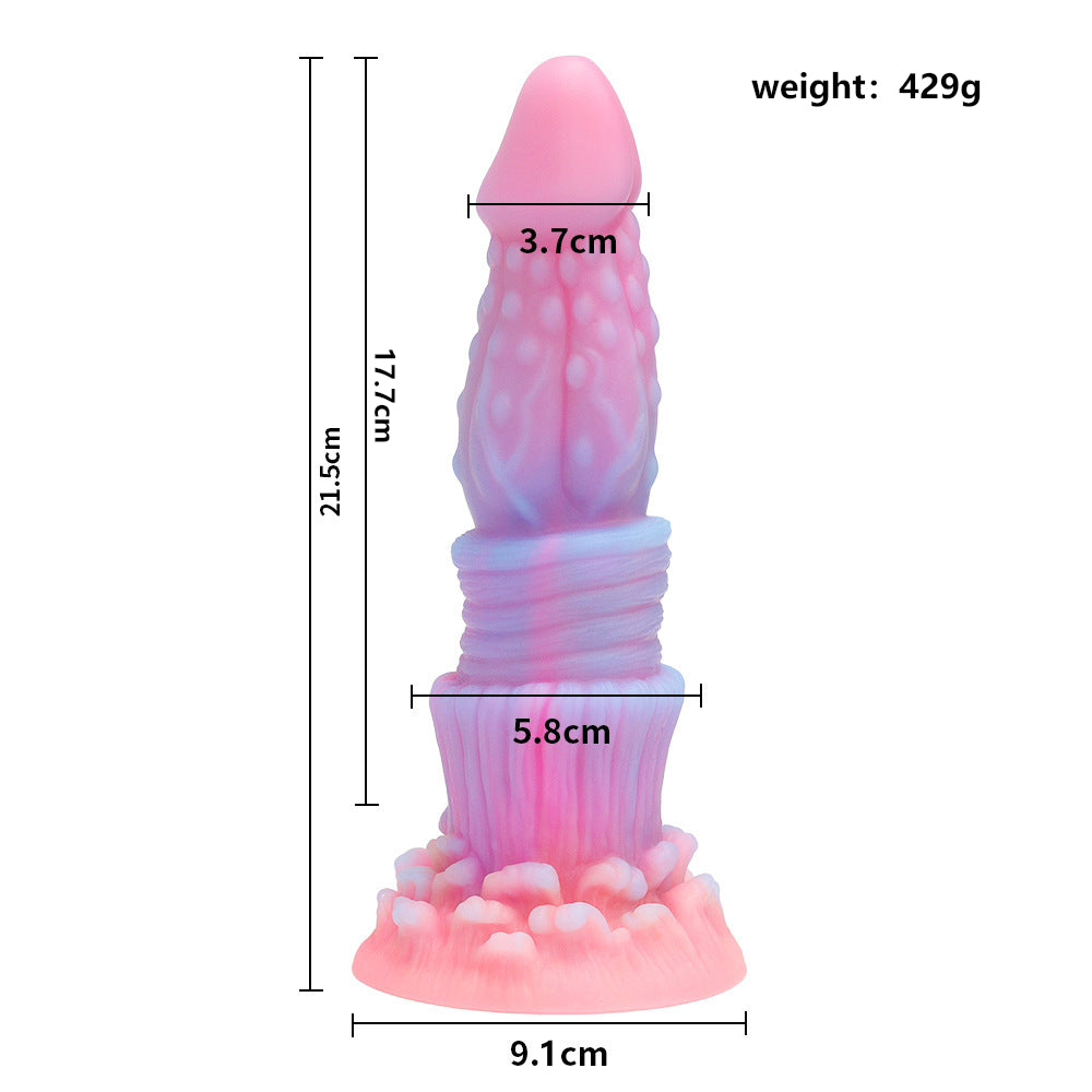 8.46'' Thrusting Dildo with Multi-Texture Design & Glow-in-the-Dark Effect - Multicolor - image 2