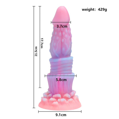 8.46'' Thrusting Dildo with Multi-Texture Design & Glow-in-the-Dark Effect - Multicolor - image 2
